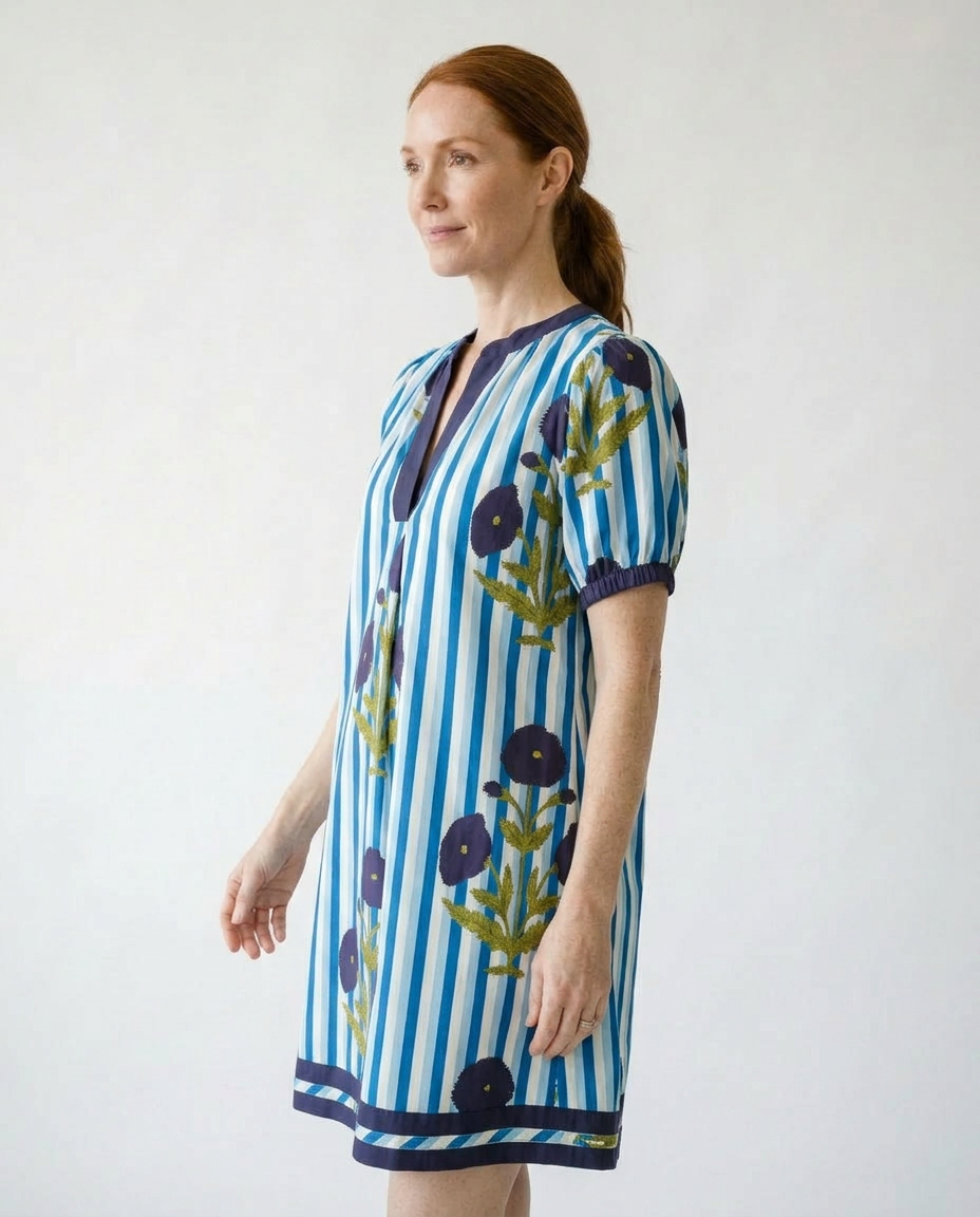 Floral Stripe Mix Contrast Dress | Whimsical Cottagecore