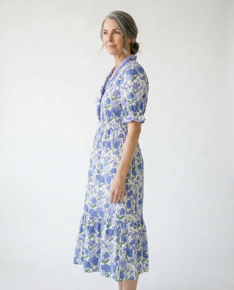 Floral Ruffle Trim Tiered Midi Dress | Cottage Blush