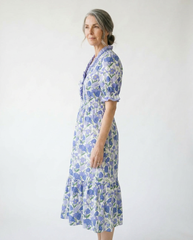 Floral Ruffle Trim Tiered Midi Dress | Cottage Blush