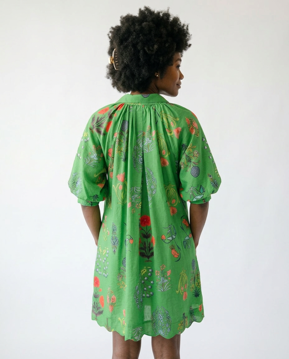 Floral Encyclopedia Print Mini Dress | Vintage Botanical
