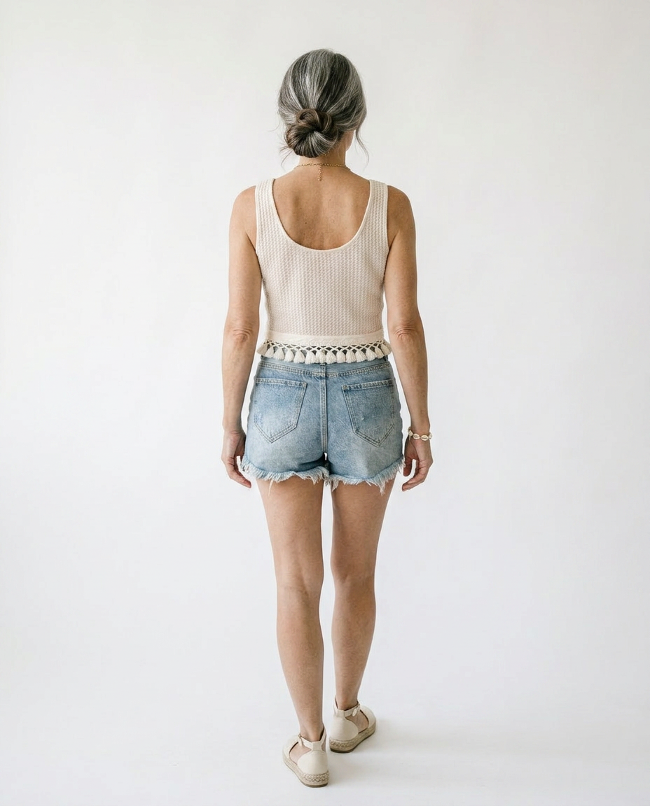 Tassel Hem Textured Tank Top | Cottage Core Sleeveless Top