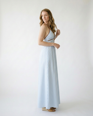 Vintage Brown Striped Halter Maxi Dress | Cottage Blush