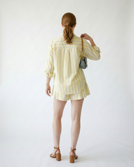 Striped Button-Up Shirt and Shorts Set | Cottage Blush
