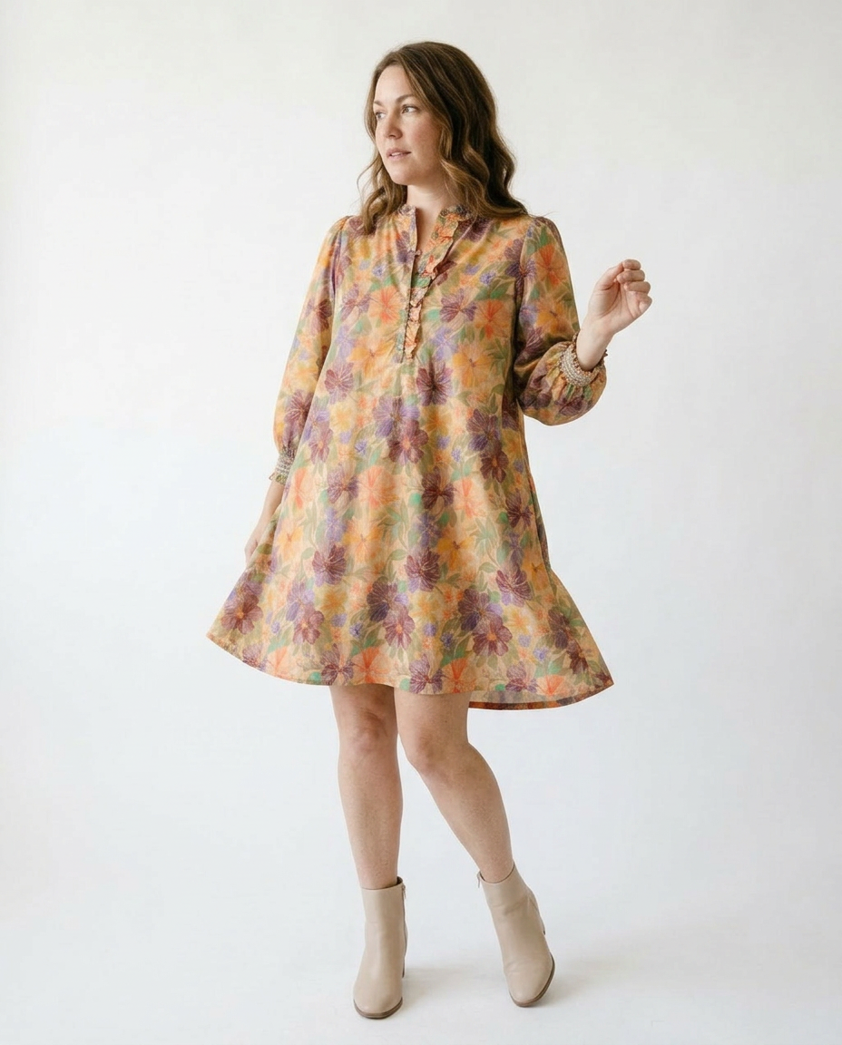 Floral Mixed Print Smocked Mini Dress | Cottage Blush