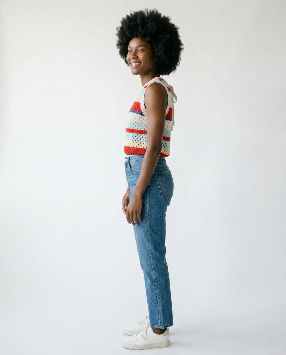 Multi Stripe Tie Back Knit Tank Top | Cottage Blush