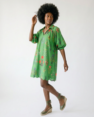 Floral Encyclopedia Print Mini Dress | Vintage Botanical