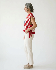 Patriotic Star Patch Stripe Sweater Vest | Cottage Blush