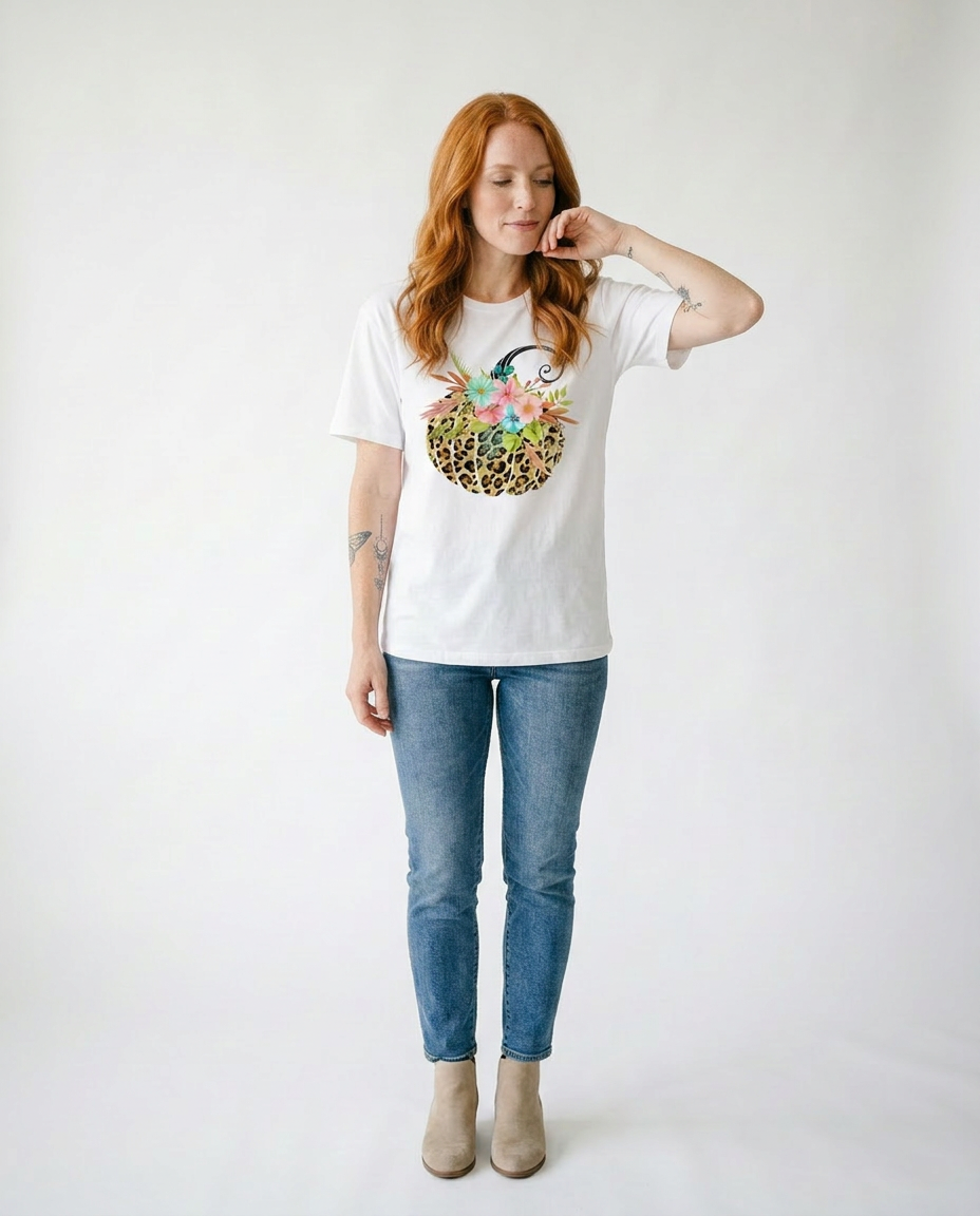 Vintage Pumpkin Graphic Tee | Feminine Autumn Cotton Top