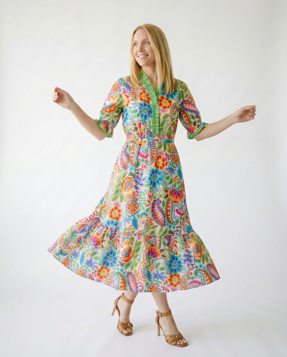 Floral Ruffle Midi Dress | Romantic Cottagecore Sundress