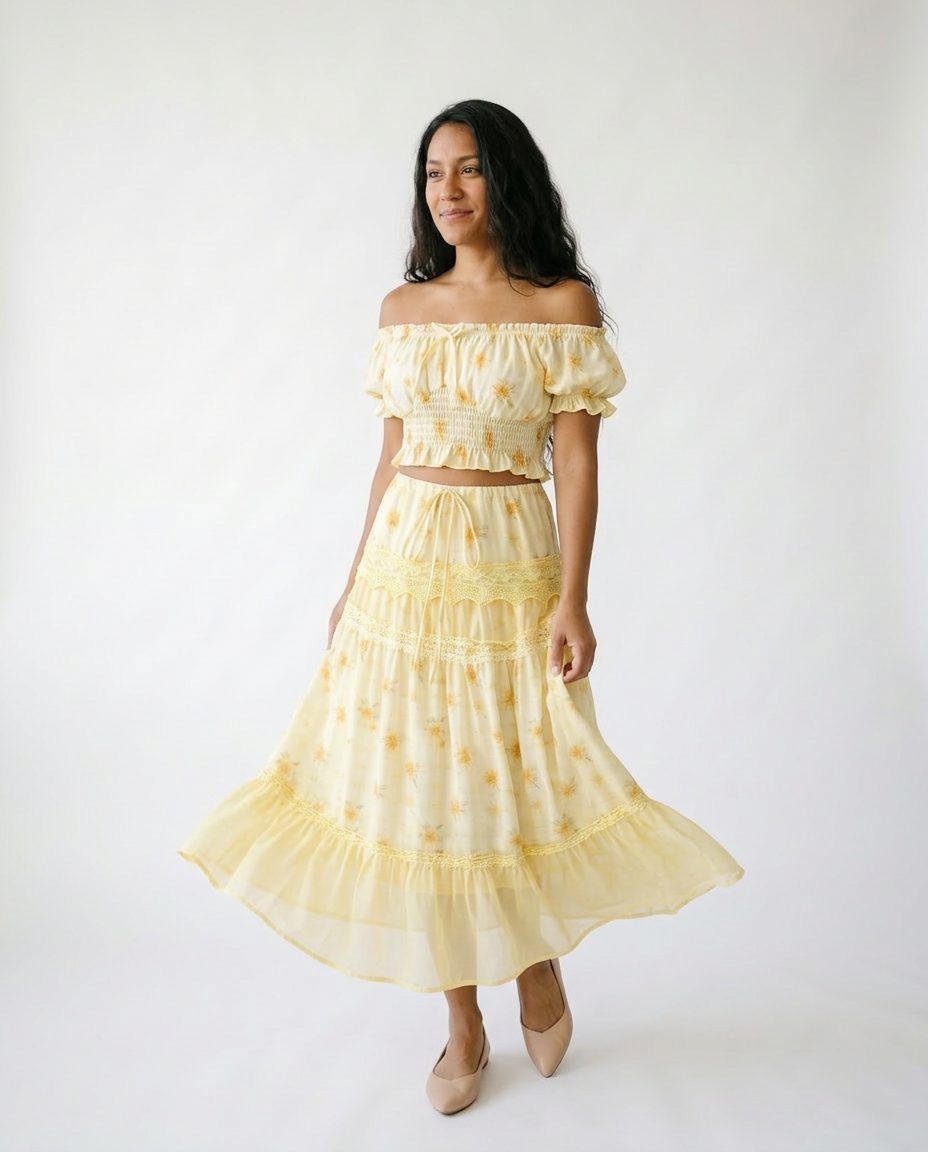 Floral Smocked Two-Piece Skirt Set | Cottage Blush