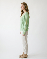 Vintage Contrast Stitch V-Neck Knit Cotton Top