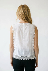 Floral Embroidered Lace Shell Top | Cottage Blush Blouse