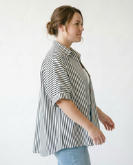Oversized Striped Button Down Shirt | Cottage Blush Top