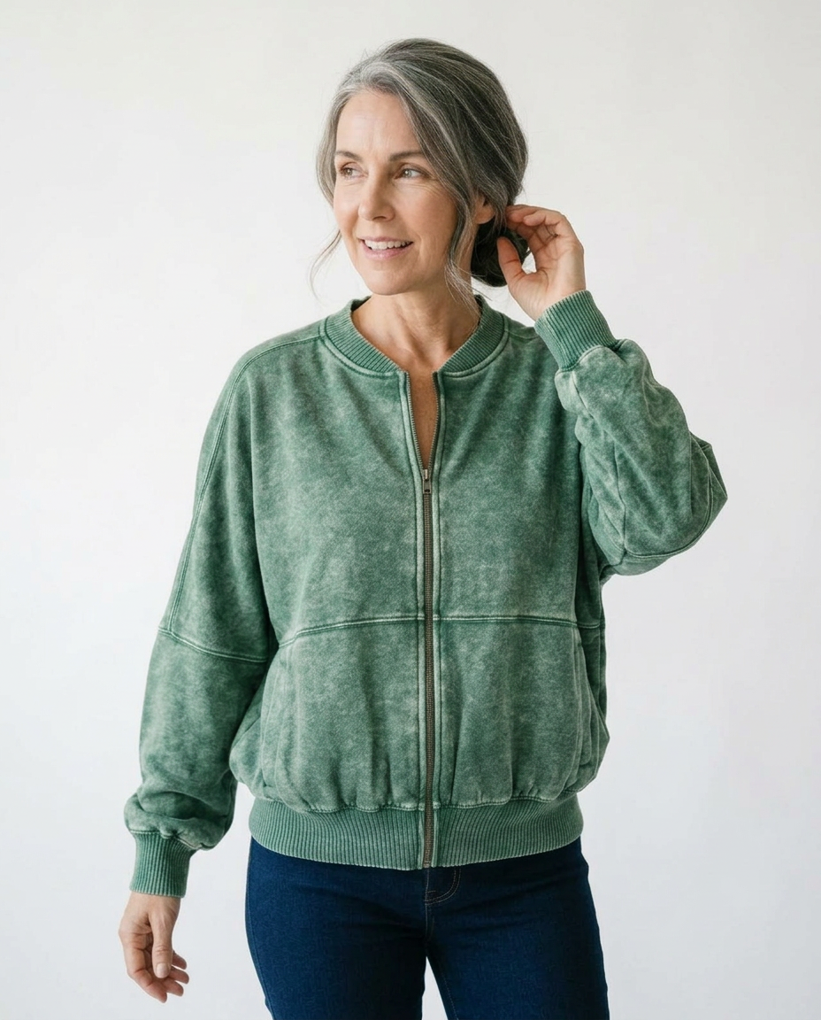 Vintage Acid Wash Fleece Jacket | Cozy Cottage Layering