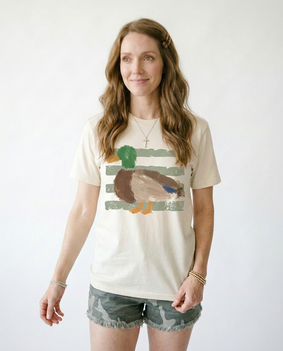 Western Duck Graffiti Graphic Tee | Feminine Casual Top