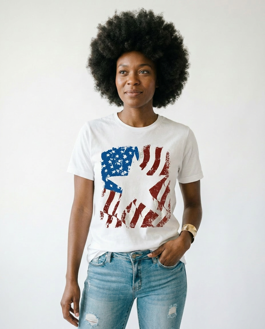 Vintage Patriot US Flag Graphic Tee | Cottage Blush