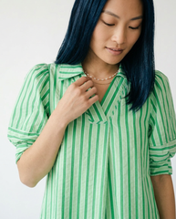 Striped Puff Sleeve Midi Dress | Cottage core Summer Style