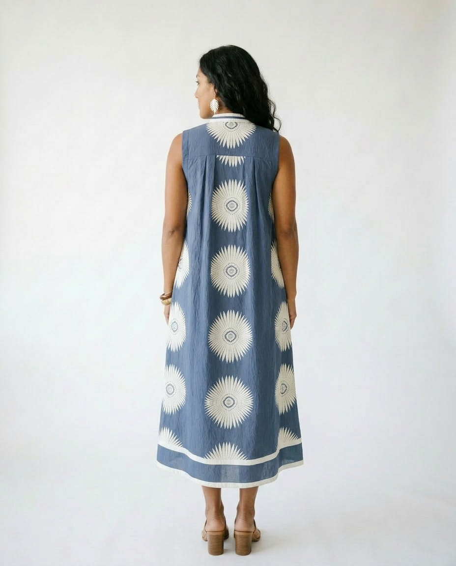 Umgee Geometric Midi Dress | Sleek Sleeveless Summer Style
