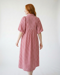 Crimson Plaid Smocked Midi Dress | Cottage Blush