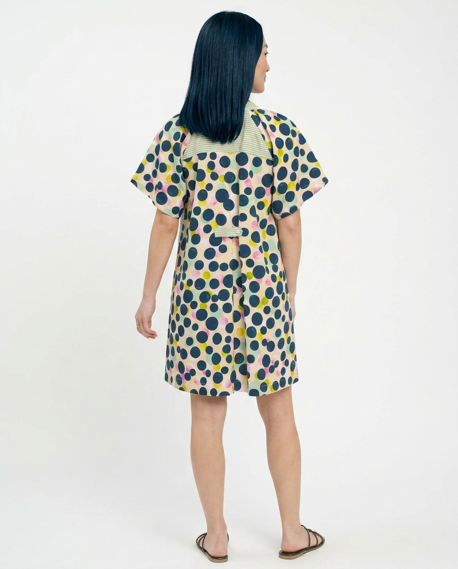 Umgee Polka Dot Tunic Dress with Contrast Trim