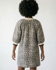 Leopard Print Puff Sleeve Mini Dress | Cottage Blush