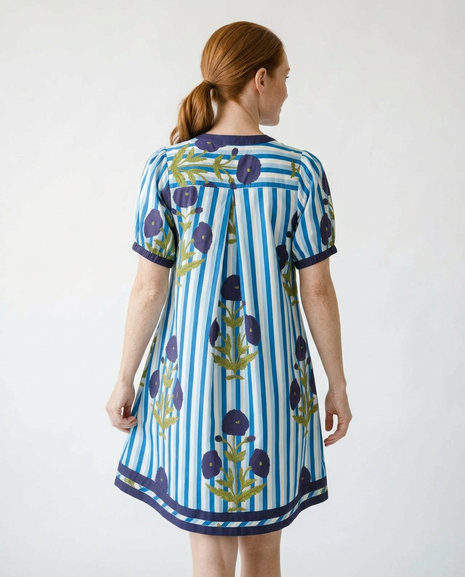 Floral Stripe Mix Contrast Dress | Whimsical Cottagecore