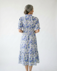 Floral Ruffle Trim Tiered Midi Dress | Cottage Blush
