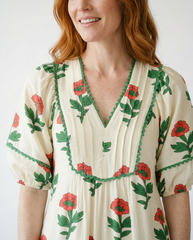 Floral Ruffle Midi Dress with Pockets | Cottage Blush