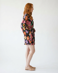 Tied Button Up Long Sleeve Mini Dress | Cottage Blush