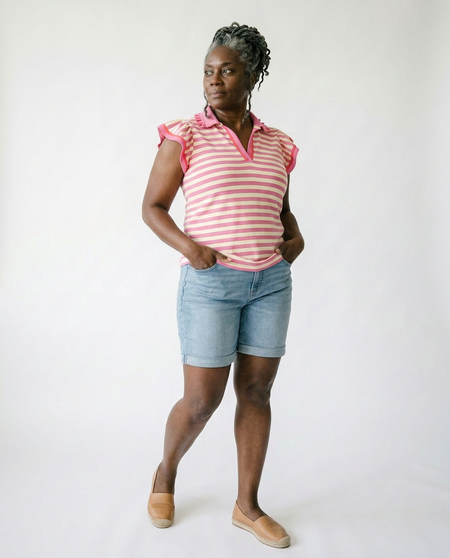 Striped Ruffle Sleeve Blouse | Feminine Cottagecore Top