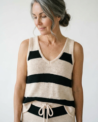 Striped Knit Tank and Shorts Lounge Set | Cottage Blush