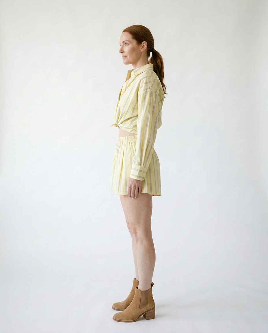 Striped Button-Up Shirt and Shorts Set | Cottage Blush