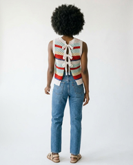 Multi Stripe Tie Back Knit Tank Top | Cottage Blush
