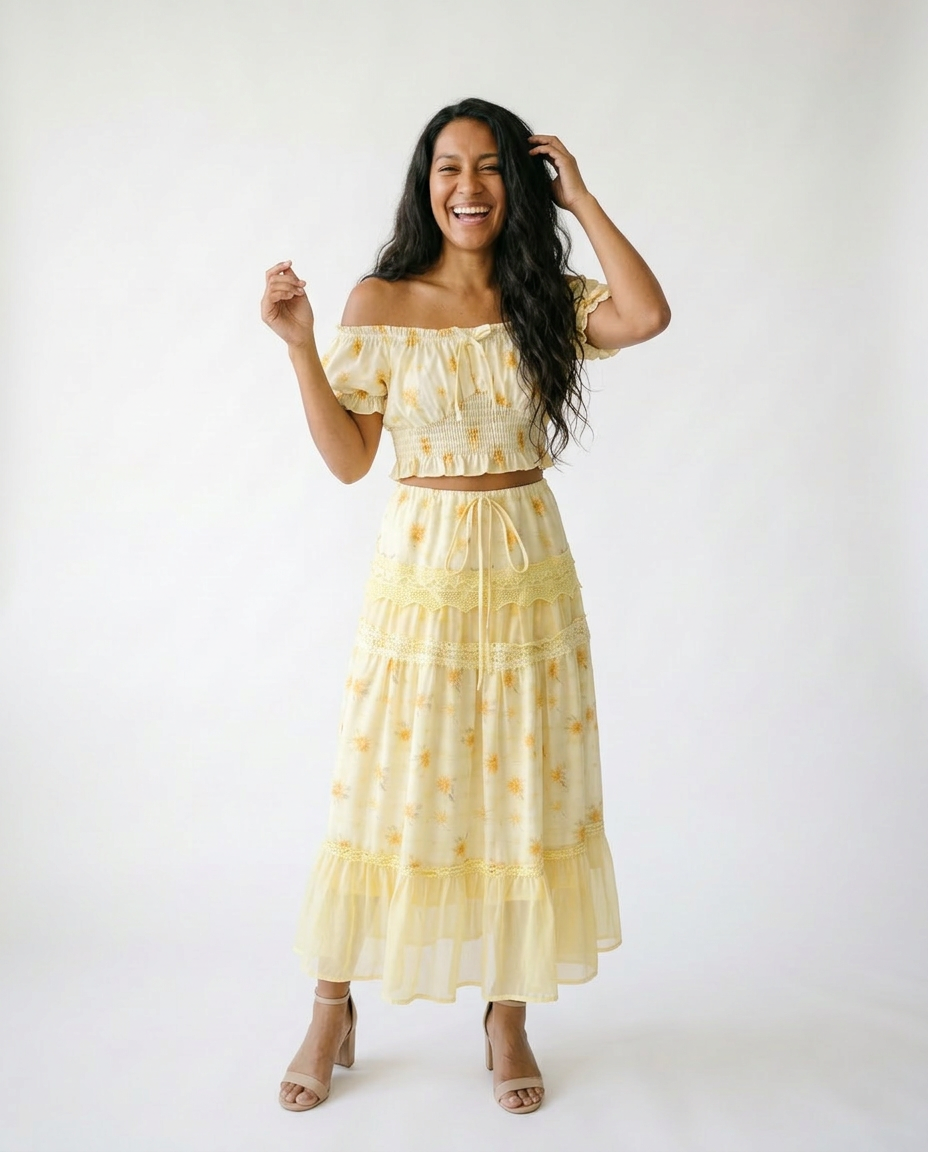 Floral Smocked Two-Piece Skirt Set | Cottage Blush