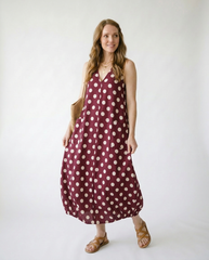 Polka Dot V-Neck Sleeveless Maxi Dress | Cottage Blush