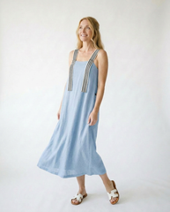 Striped Strap Midi Dress | Romantic Summer Cottagecore