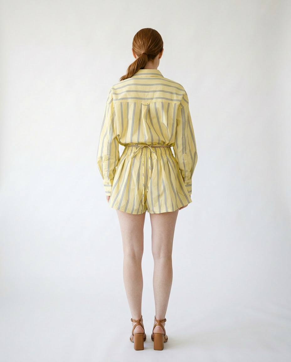 Striped Button-Up Shirt and Shorts Set | Cottage Blush