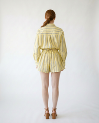 Striped Button-Up Shirt and Shorts Set | Cottage Blush