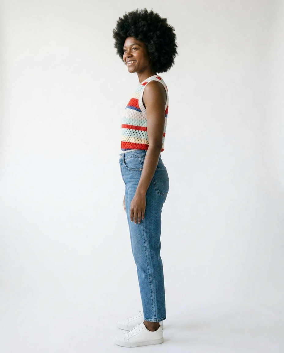 Multi Stripe Tie Back Knit Tank Top | Cottage Blush