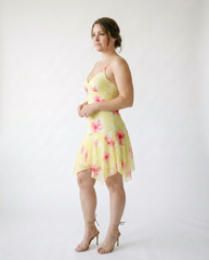 Floral Asymmetrical Ruffle Mini Dress | Cottage Blush